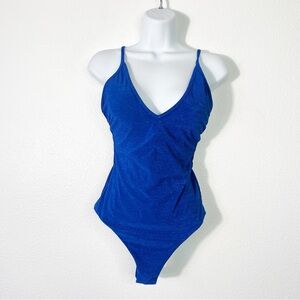 NEW Trina Turk Crepe One Piece Swimsuit Blue Size Medium